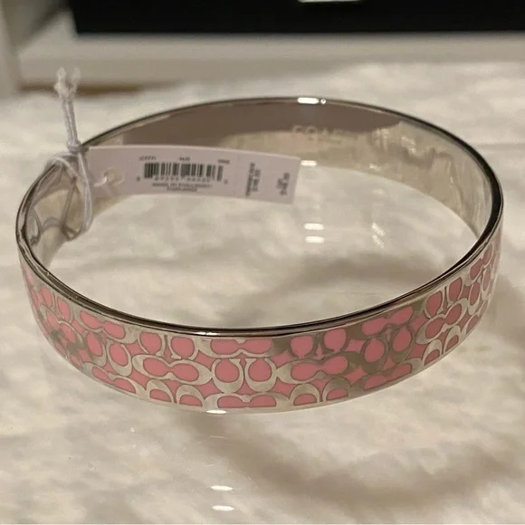 Coach | Jewelry | Coach Pink Silver Bangle Bracelet | Poshmark display picture 3